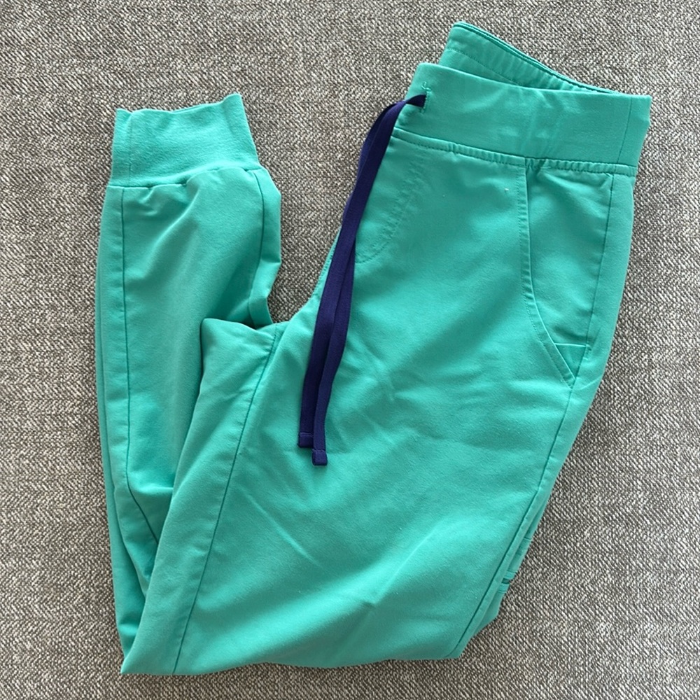 Figs Teal Joggers with Navy Drawstring